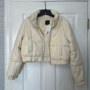 Faux Leather Boutique Puffer Jacket Size Medium
